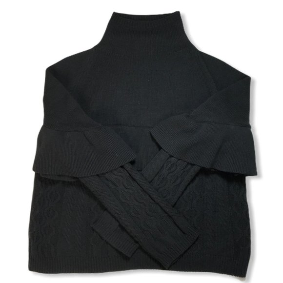Project Naadam Black Mock Neck Ruffle Sweater XS - Picture 8 of 13